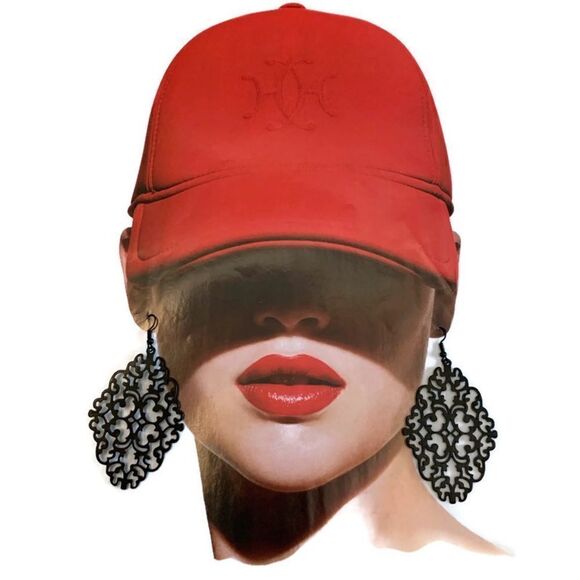 Black Filagree Drop Earrings   - Picture 1 of 3